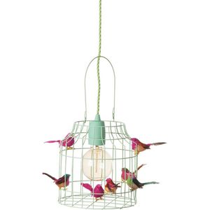 Babykamer hanglamp mintgroen en rozes-smet vogeltjes nét echt