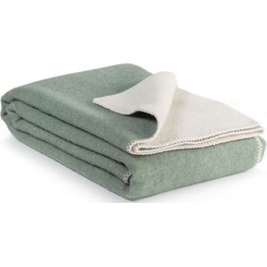 MoST - Cool Mint - 1-persoons omkeerbare bed deken - Nieuw-Zeelandse wol - 140 x 200 cm - mintgroen-wit