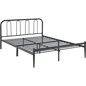 In And OutdoorMatch Stalen bed Bradly - Bedframe - Met bedbodem - 160x200 cm - Matzwart - Modern design