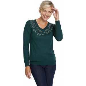 Trui met lange mouwen en strass V-hals