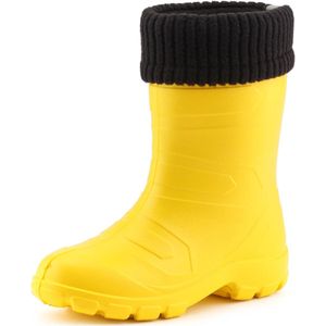 Ladeheid Kinder Regenlaarzen - Rubber - met Binnenschoen - EVA - Wasbare Binnenschoen - LA-LMG-845-AspenKids - Geel1/Zwart - 25