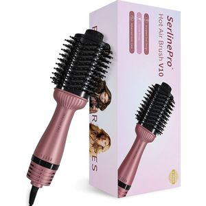 SerlinePro Föhnborstel V10 – 1000W heteluchtborstel met ionentechnologie, ovale borstel, 4 warmte- en snelheidsstanden, anti-frizz, volume & glans, voor alle haartypes – Paars