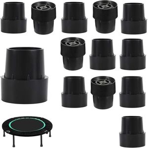 Trampolinepootdoppen - 12 stuks rubberen pootdoppen voor trampolinekrukken - antislip zwart .