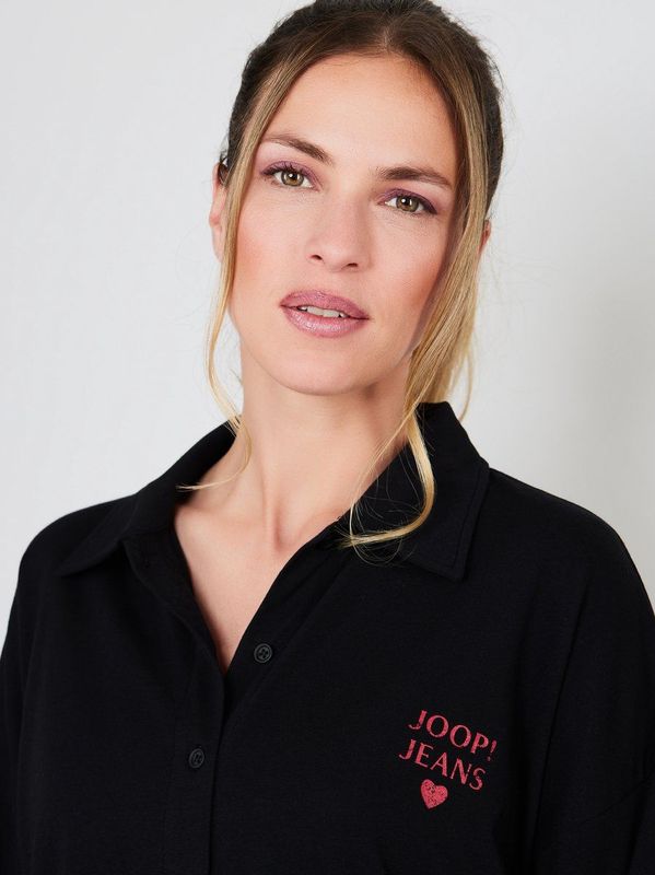 OTTO - After Dark - Pyjama Top - Zwart - 6-knoopsmodel - Lange Mouwen