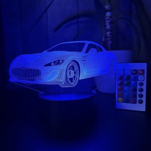 Klarigo® Nachtlamp – 3D LED Lamp Illusie – 16 Kleuren – Bureaulamp – Auto lamp – Sfeerlamp Aston Martin – Nachtlampje Kinderen – Creative lamp - Afstandsbediening