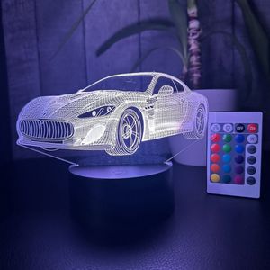 Klarigo® Nachtlamp – 3D LED Lamp Illusie – 16 Kleuren – Bureaulamp – Auto lamp – Sfeerlamp Aston Martin – Nachtlampje Kinderen – Creative lamp - Afstandsbediening