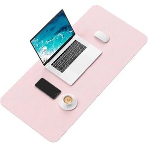 Famanu Bureauonderlegger van PU-leer, XL-bureaumat, extra grote muismat, waterdichte bureaubladbeschermer, ultradun, antislip , grote laptop-/toetsenbordmat, 75 x 37 cm, roze