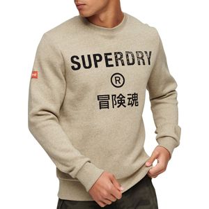 Superdry Workwear Logo Vintage Crew Heren Trui - Tan Brown Fleck Marl - Maat Xl