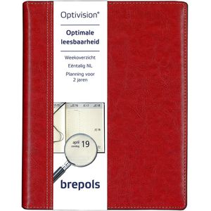 Brepols Agenda 2024 • Optivision NL • Optimaal leesbaar • PALERMO • Gespiraliseerd • 17,1 x 22 cm • Rood