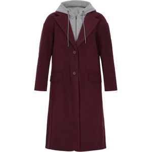 myMo - ROCKS - Tussenmantel - Grijs Gemêleerd/Bourgogne - Klassieke Mantel