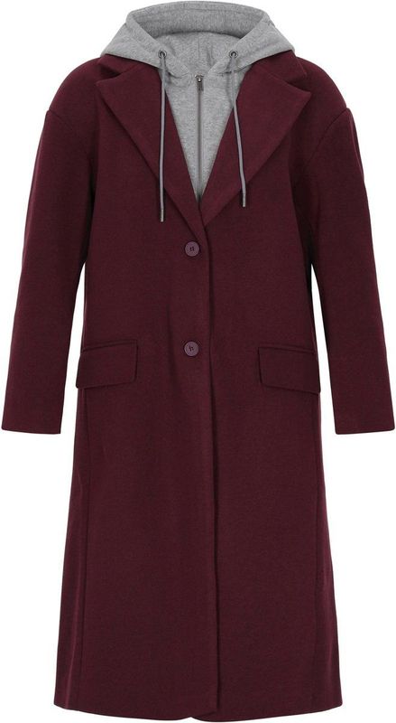 myMo - ROCKS - Tussenmantel - Grijs Gemêleerd/Bourgogne - Klassieke Mantel