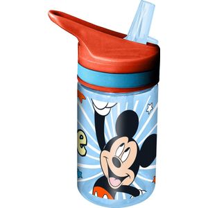 Disney Mickey Mouse Drinkfles/Drinkbeker/Bidon met Drinktuitje - Blauw - Kunststof - 400 ml