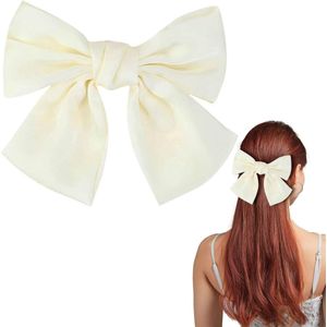 Inovra Plus - Haarspeld met Strik en Haarelastiekjes - Trendy Haaraccessoires voor Dames en Meisjes - Wit - Haarspeldjes met Grote Strik