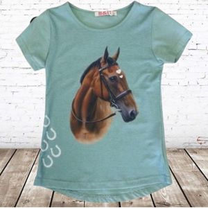 Paarden shirt mint -s&C-86/92-t-shirts meisjes