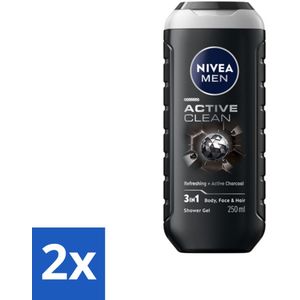 NIVEA MEN - Douchegel - Active Clean - 250 ml - Voordeelverpakking - 2 stuks