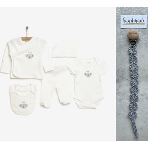 Organic baby newborn 5-delige kleding set jongens/meisjes - Koala - Fopspeenkoord cadeau - Newborn kleding set - Newborn set - Babykleding - Babyshower cadeau - Kraamcadeau