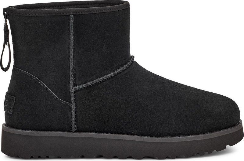 UGG Classic Mini Logo Zip - Laarzen - Zwart - Suède - Sheepskin Voering