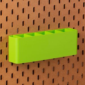 Standaard bakje voor Ikea Skadis pegboard 24x5x8 cm - Groen - Met tussenschotjes - Opberger