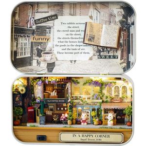 CUTE ROOM – Miniatuur Poppenhuis Bouwpakket in Tinnen Doos – Box Theater Oude Tijd Trilogie Serie – 4005 In a Happy Corner