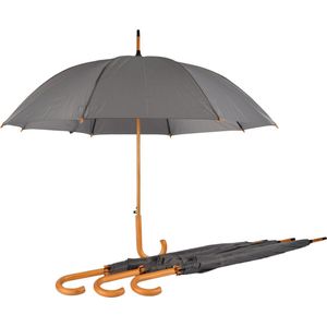 Grijze Paraplu's met Houten Handvat - Set van 4 - Opvouwbaar - Windproof - Geïnspireerd door HRH Kate Middleton | 98cm Diameter