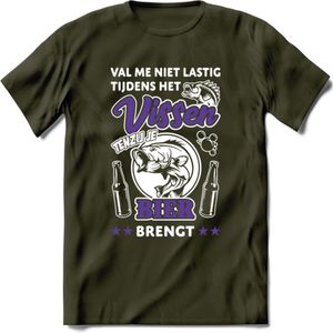 Val Me Niet Lastig Tijdens Het Vissen T-Shirt | Paars | Grappig Verjaardag Vis Hobby Cadeau Shirt | Dames - Heren - Unisex | Tshirt Hengelsport Kleding Kado - Leger Groen - XL