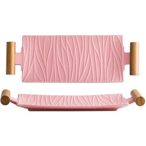 Langwerpig Sushi Bord Met Handvatten - Roze - Servies