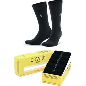 GoWith-5 paar-bamboe sokken-jurk sokken-hardloop sokken-naadloze sokken-cadeau sokken-kleur zwart-maat 40-44