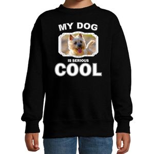 Cairn terrier honden trui / sweater my dog is serious cool zwart - kinderen - Cairn terriers liefhebber cadeau sweaters - kinderkleding / kleding 110/116