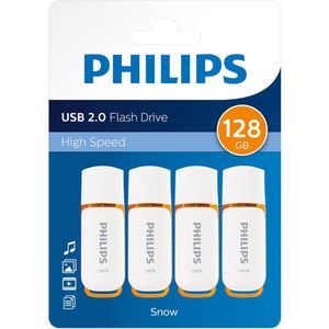 Philips USB Stick - 128GB - USB 2.0 - Snow Edition - 4-Pack - Wit