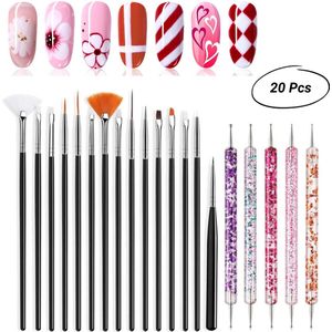 GUAPÀ® Nagel Penselen Set 20 pcs | Nail Art Penselen | Gel Penseel | Nagel Decoratie | Nail Brush | Nail Liner Brush | Dotting Penselen | Acrylic | Nepnagels | Builder Gel Penseel | Acryl Forms | 20 Nagel Nail Art Penselen Zwart