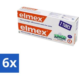 Elmex Junior Tandpasta - Bescherming & Versterking voor Blijvende Tanden - Set van 2 x 75ml - Voordeelverpakking - 6 stuks