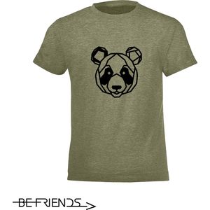 Be Friends T-Shirt - Panda - Kinderen - Kaki - Maat 8 jaar