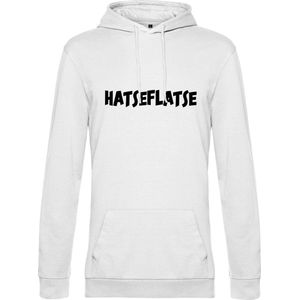 Hoodie met opdruk “Hatseflatse” - Witte hoodie met zwarte opdruk – Trui met Hatseflats - Goede pasvorm, fijn draag comfort