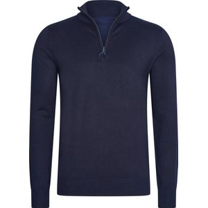 Mario Russo - Heren Sweaters Half Zip Trui Navy - Blauw - Maat L