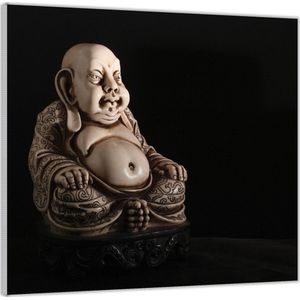 Acrylglas –Zittende Buddha met Hangende Oorlellen– 80x80 (Met ophang)