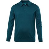 Boston Park - Heren - Boston Park gebreid poloshirt lange mouwen tot 84/86 - Donkerpetrol - Maat 52+