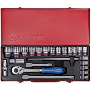 King Tony 1/2"" 24-delige dopsleutelset, 12-kant, Met Ratel