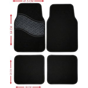 Automatten voor Toyota Camry 8 2017 - M102 - Tapijt met Rubber Inzet, Waterdicht & Antislip – 4-delige Set – Zwart met Zwarte Sierlijn