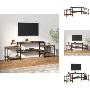 vidaXL TV-meubel - trendy en praktisch - opbergruimte - stevig blad - aanpasbare poten - gerookt eiken - bewerkt hout en staal - 157 x 35 x 52 cm - vidaXL - Kast