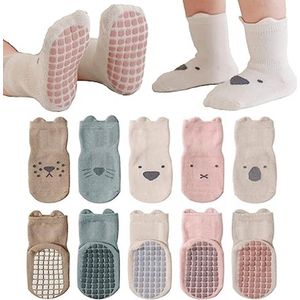 LATRAT 5 paar antislip sokken voor baby's, meisjes, jongens, warme sokken, antislip, babysokken (1-3 jaar), 1-3 jaar, 24 Maanden