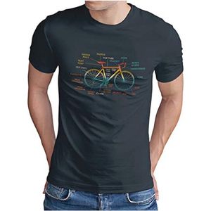 Fiets T-shirt met onderdelen aanduidingen | Heren | Maten S - 5XL