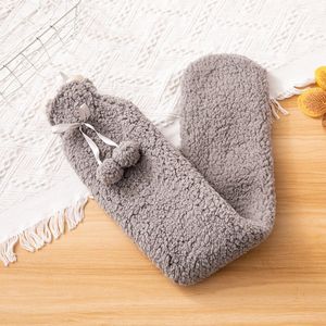 Warmwaterkruik - Zachte katoenen pluchen warmwaterkruik - 2 liter warmwaterkruik - Warmwaterkruik voor verlichting van rug-, nek- en schouderpijn - Geweldig cadeau voor vrouwen en kinderen (donkergrijs)