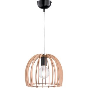LED Hanglamp - Trion Wody - E27 Fitting - Rond - Mat Lichtbruin Hout