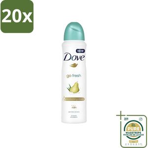 20 x Dove - Deodorant - Spray Go Fresh Pear & Aloe - Frisse en verzorgende geur - 250 ml - Grootverpakking - Dove Deodorant Spray - Anti-transpirant - Frisse Geur - Peer En Aloë Vera - Oksel Verzorging