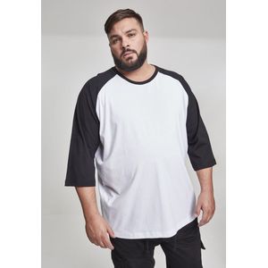 Urban Classics - Contrast 3/4 Sleeve Raglan T-shirt - 2XL - Zwart/Wit