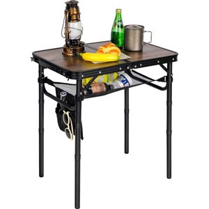 Kleine klaptafel, in hoogte verstelbaar met opbergnet, lichte draagbare campingtafel, inklapbaar voor picknick koken buiten binnen