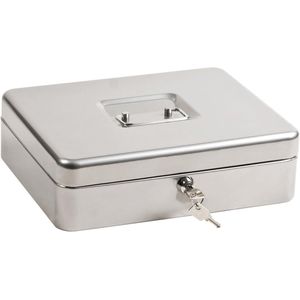Geldcassette van staal met uitneembaar muntgeldinzetstuk - 25 x 18 x 6 cm - Kassa voor contant geld en documenten