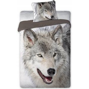 Kinderbeddengoed Katoen Wolf 160x200 cm - Dubbelzijdig met Rits