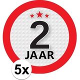 5x 2 Jaar leeftijd stickers rond 9 cm - 2 jaar verjaardag/jubileum versiering