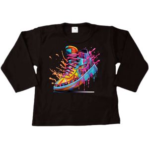 T-shirt lange mouwen - Kleur Print - Sneaker - Maat 122/128